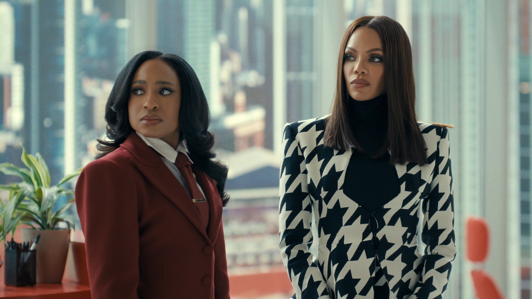 Taylor Polidore Williams as Kimmie and Crystle Stewart as Mallory in Beauty in Black Season 3