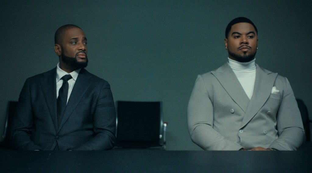 Charles Malik Whitfield as Jules and Julian Horton as Roy in Beauty in Black S3