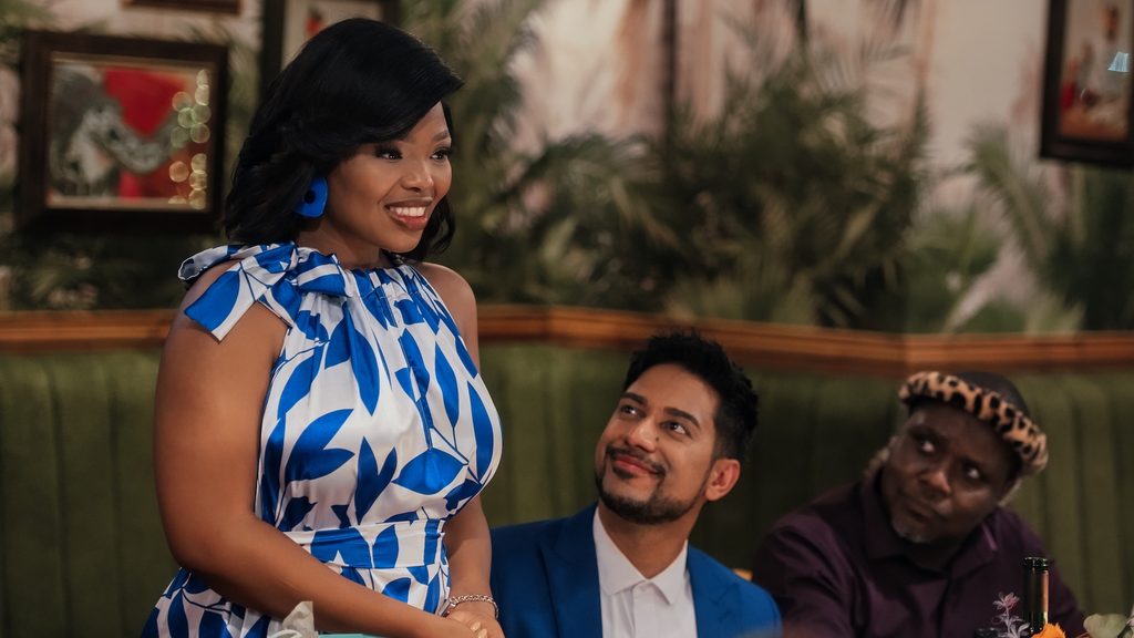 (From left): Rosemary Zimu-Mnguni as Mmabatho, Kyle Clark as Varshen and Meshack Mavuso as Mandla in How To Ruin Diwali S1 